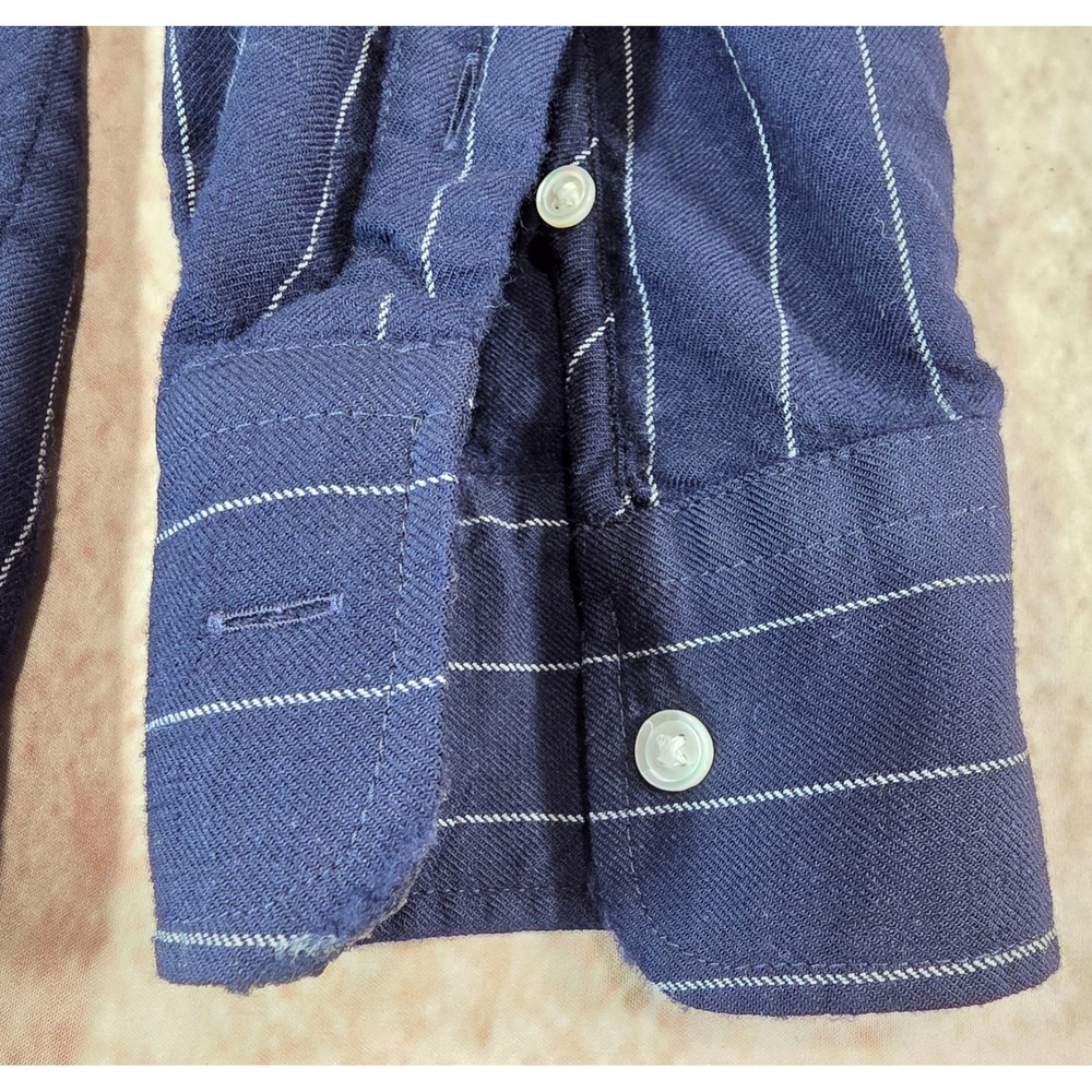 Polo Ralph Lauren Navy Blue Pinstripe Virgin Wool Blend Button Down Shirt Size 6 - Picture 5 of 16
